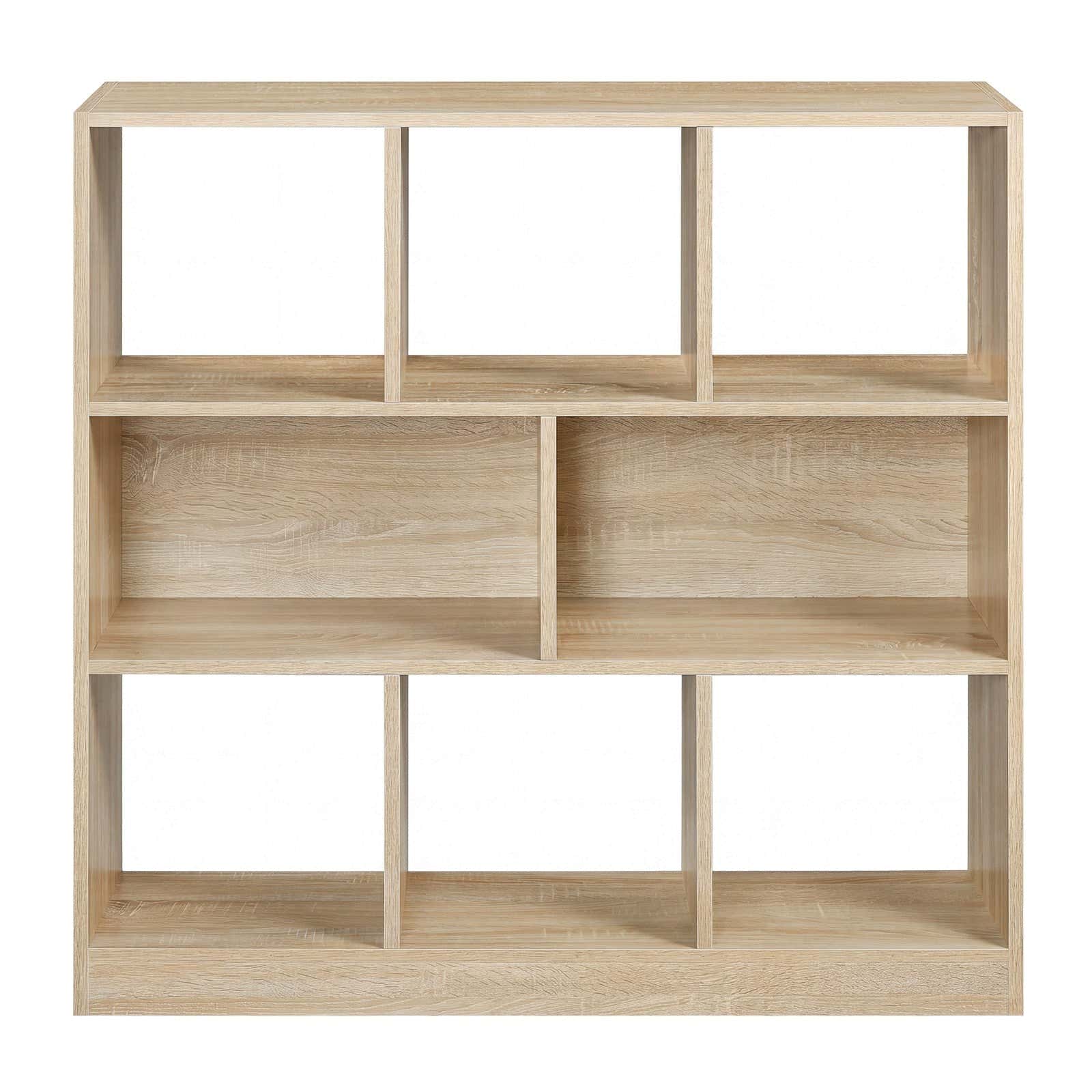 8 Compartment Bookshelf, Storage Unit - Wood - Oak