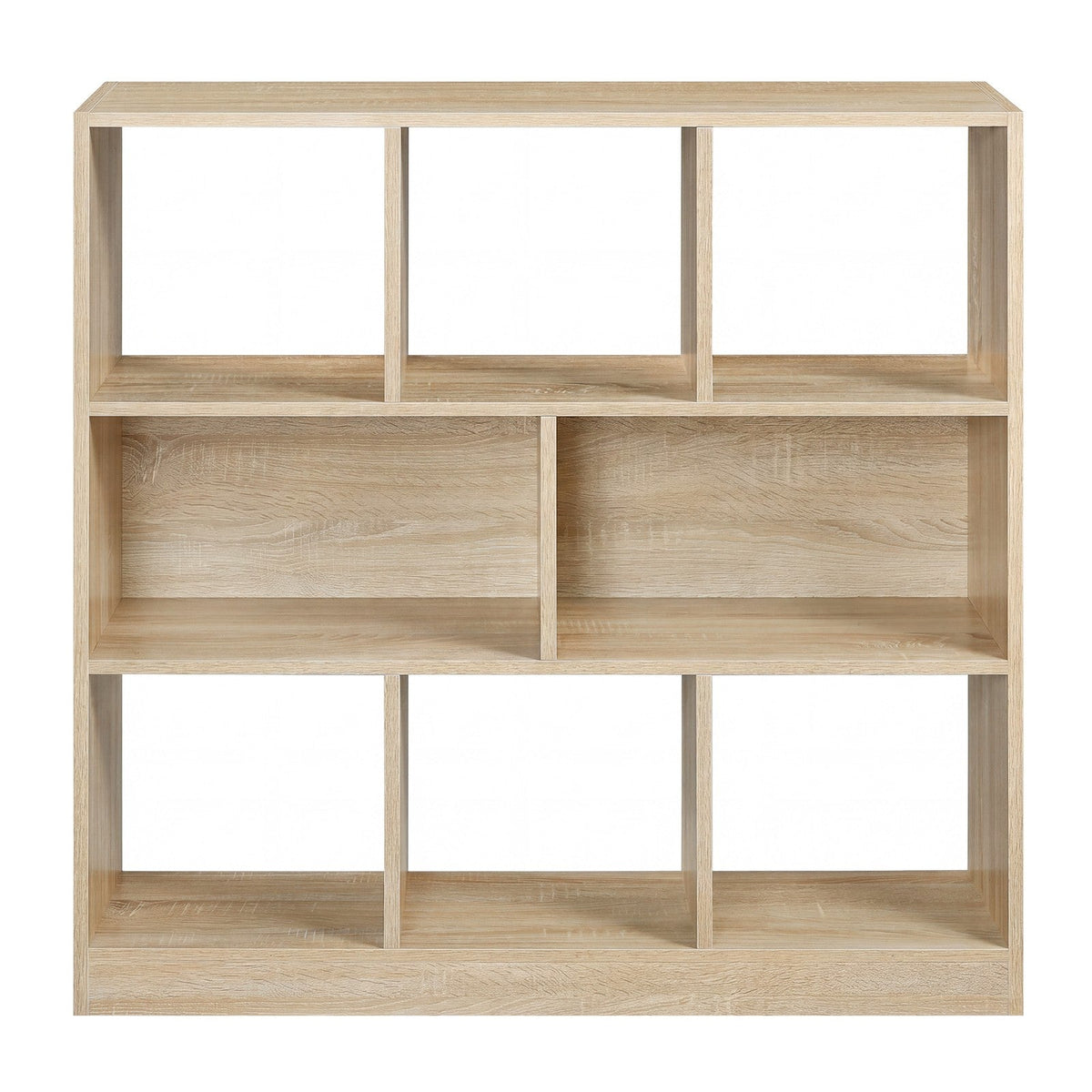 8 Compartment Bookshelf, Storage Unit - Wood - Oak