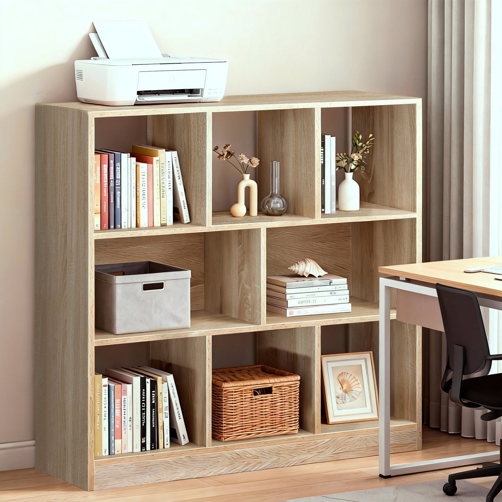 8 Compartment Bookshelf, Storage Unit - Wood