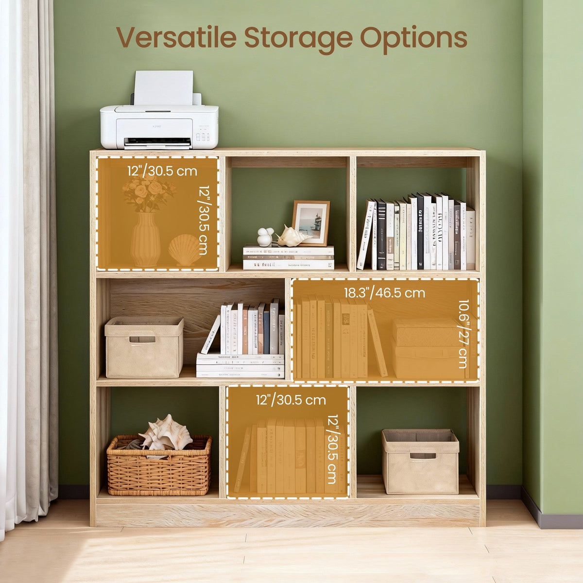 8 Compartment Bookshelf, Storage Unit - Wood