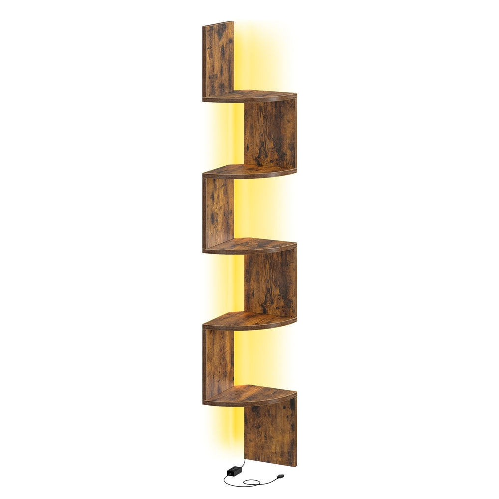 5-Tier Wall Shelf - 30L - Particleboard - RGB LED Lights