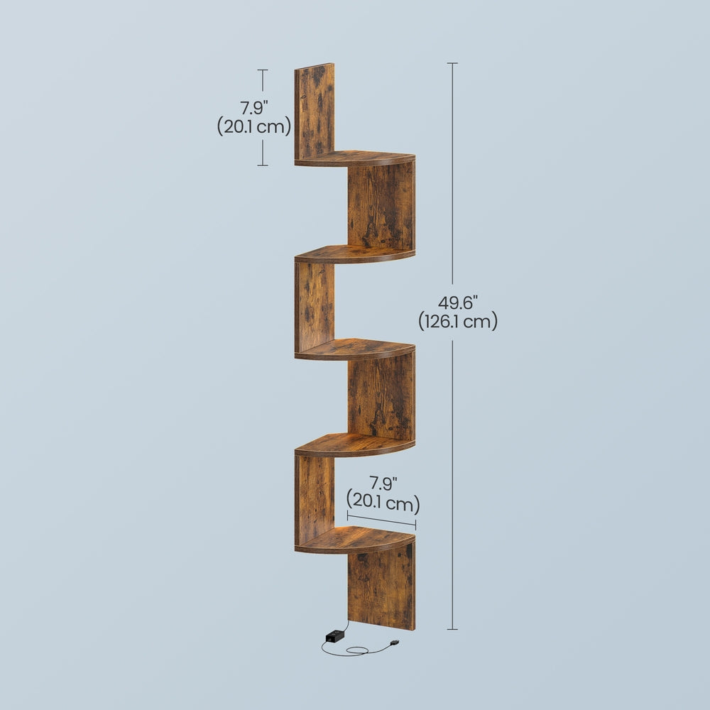 5-Tier Wall Shelf - 30L - Particleboard - RGB LED Lights