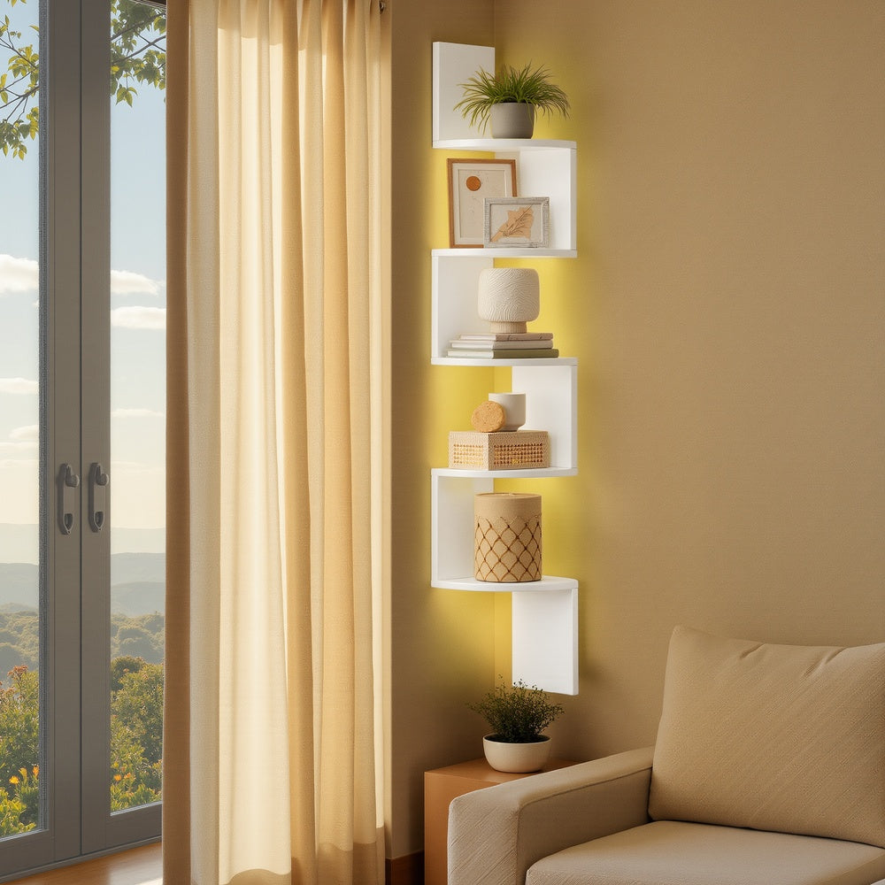 5-Tier Wall Shelf - 49.6"H - Particleboard - Wall Mounted