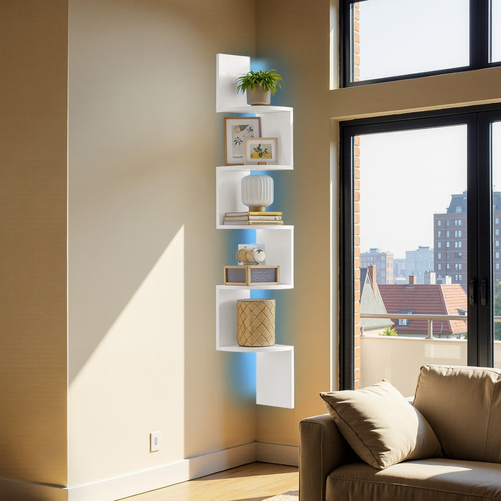 5-Tier Wall Shelf - 49.6"H - Particleboard - Wall Mounted