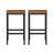 Set of 2 Bar Stools - Wood - Rustic Brown - Footrest Included