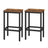 Set of 2 Bar Stools - Wood - Rustic Brown - Footrest Included