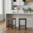 Set of 2 Bar Stools - Wood - Rustic Brown - Footrest Included