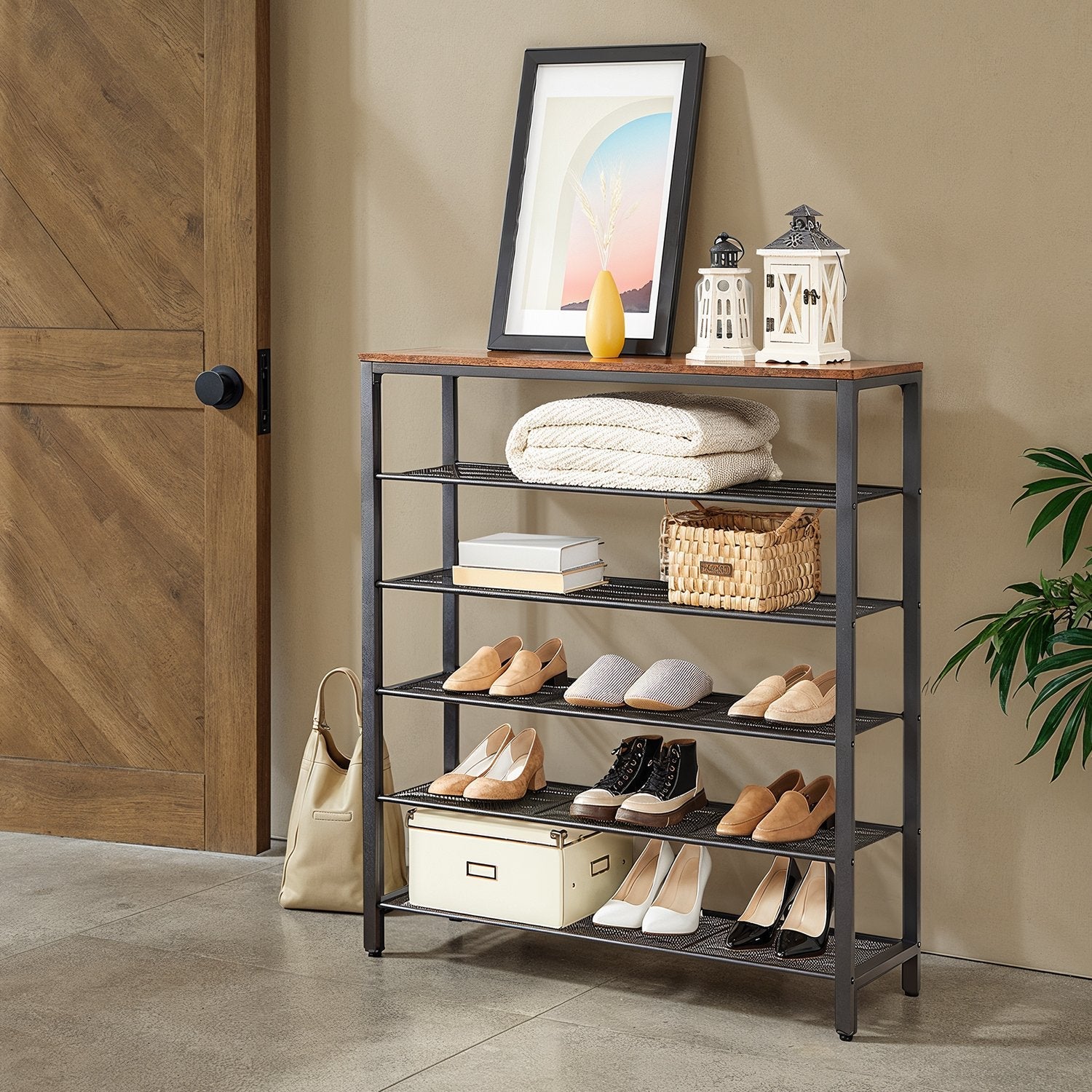6-Tier Shoe Rack - 30L - Particleboard - Mesh Shelves