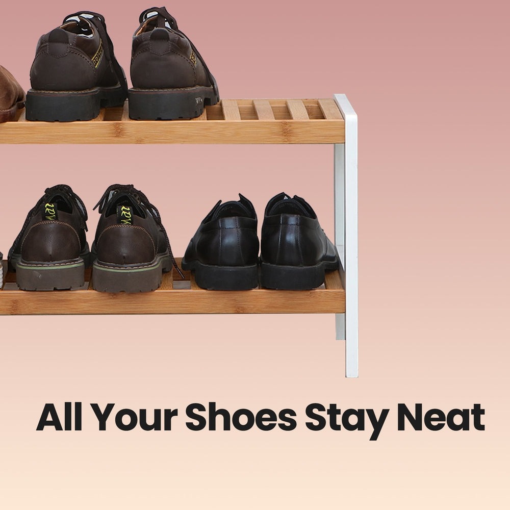 2-Tier Shoe Rack - Bamboo - Natural - Versatile Storage for Hallway