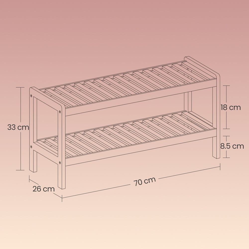 2-Tier Shoe Rack - Bamboo - Natural - Versatile Storage for Hallway
