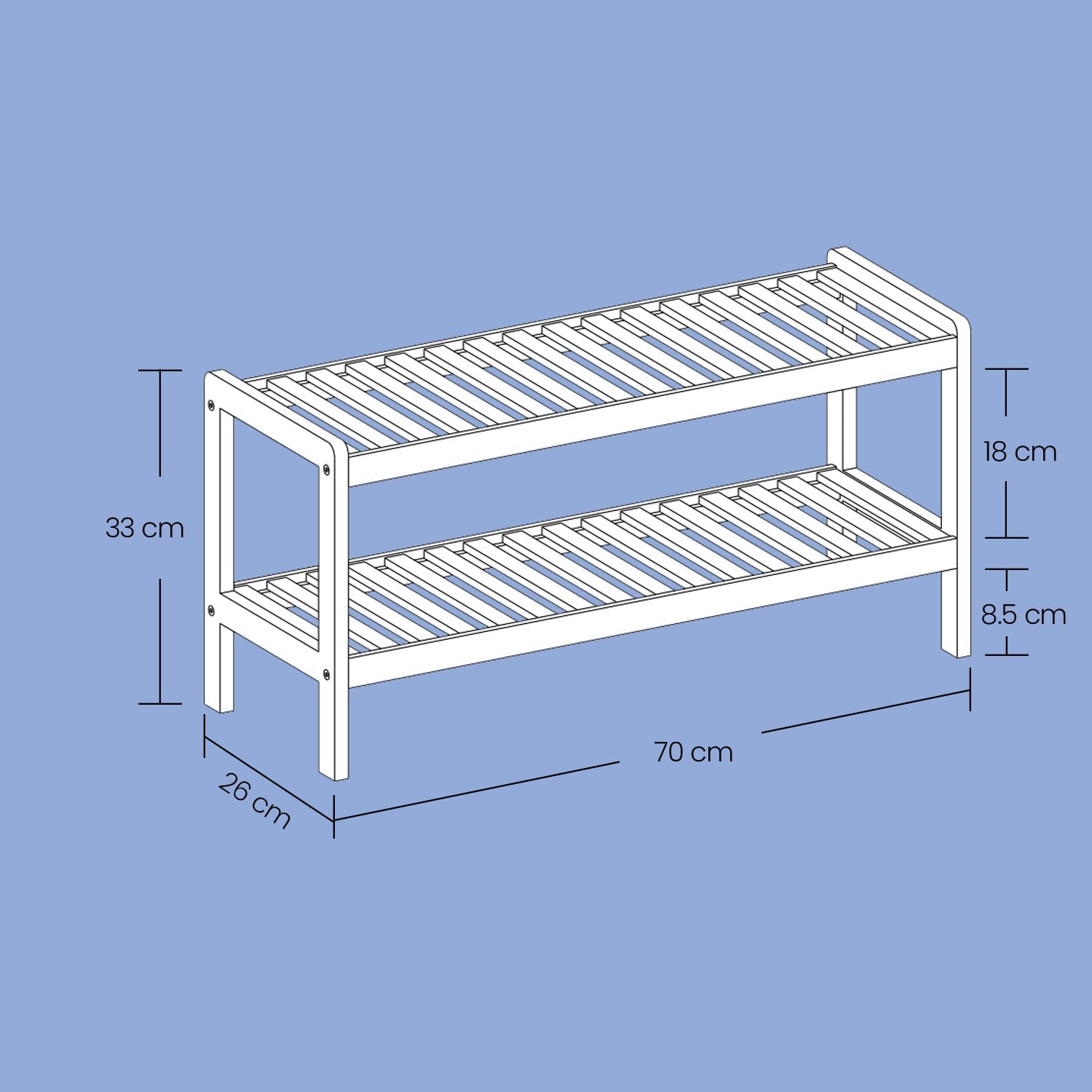 2-Tier Bamboo Shoe Rack - Natural - Multi-Functional Storage Shelf for Shoes