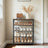 5-Tier Shoe Rack - Steel Frame - Rustic Brown and Black - Narrow Design with 3 Fabric Shelves and Top Storage