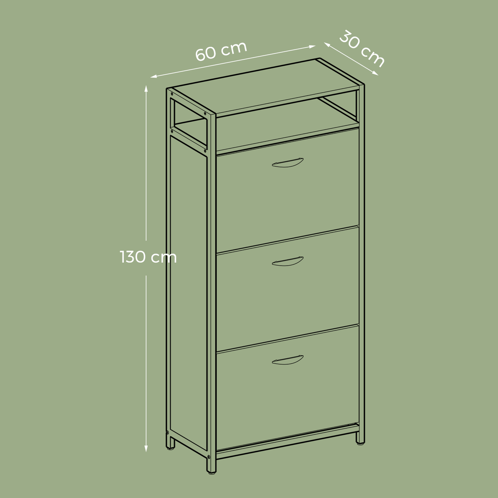 Shoe Storage Cabinet - Wood - Rustic Brown and Black - Adjustable and Removable Dividers