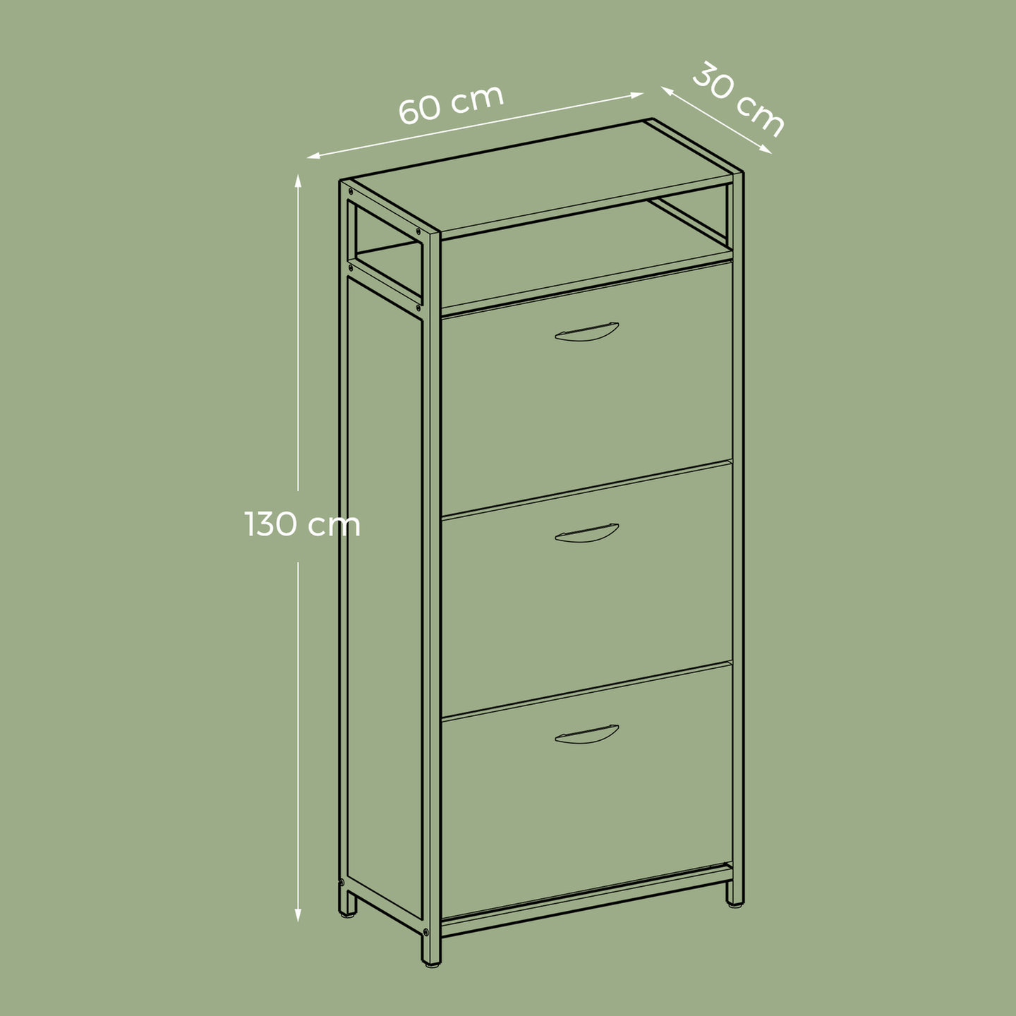 Shoe Storage Cabinet - Wood - Rustic Brown and Black - Adjustable and Removable Dividers