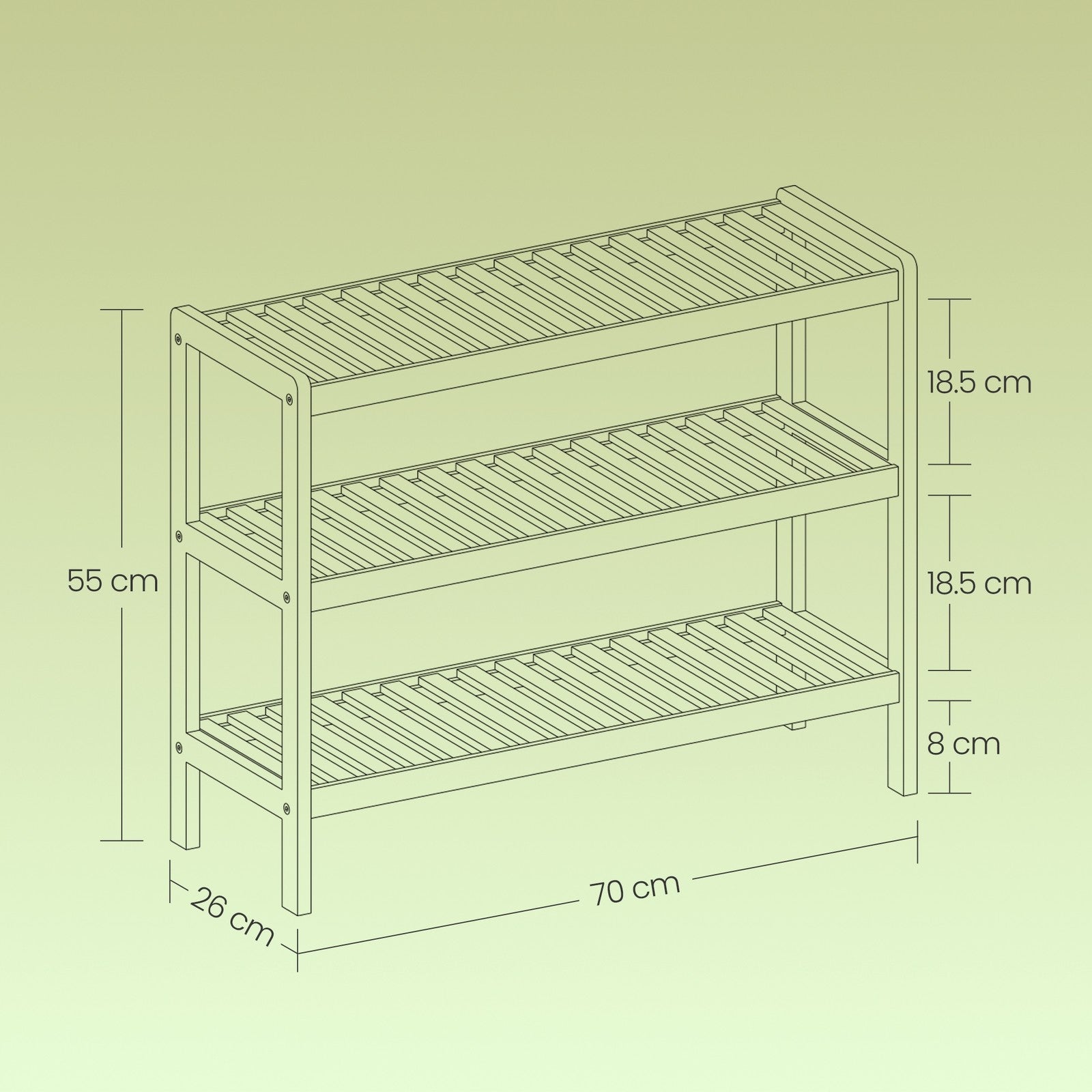 3-Tier Shoe Rack - Bamboo - White - Ideal for Entryway and Bathroom