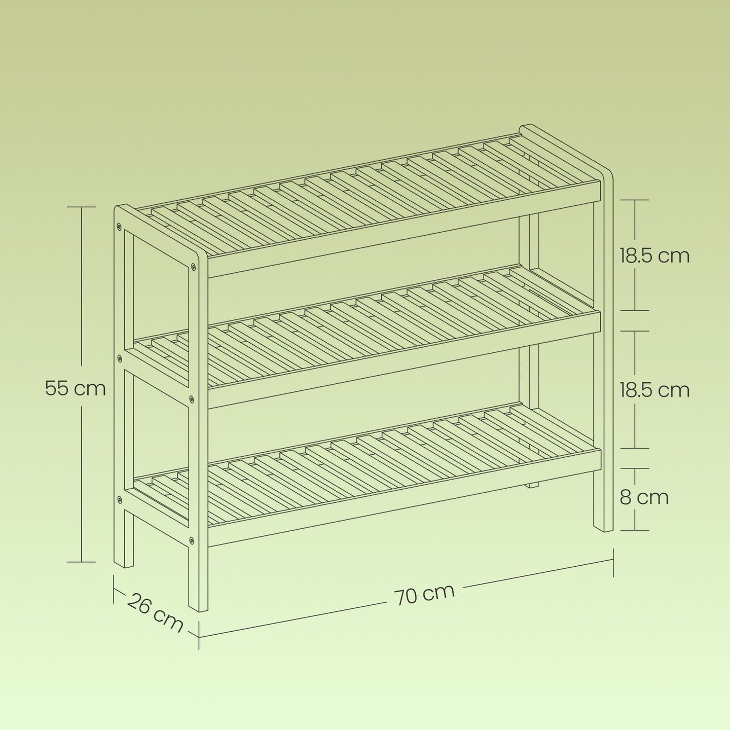3-Tier Shoe Rack - Bamboo - White - Ideal for Entryway and Bathroom
