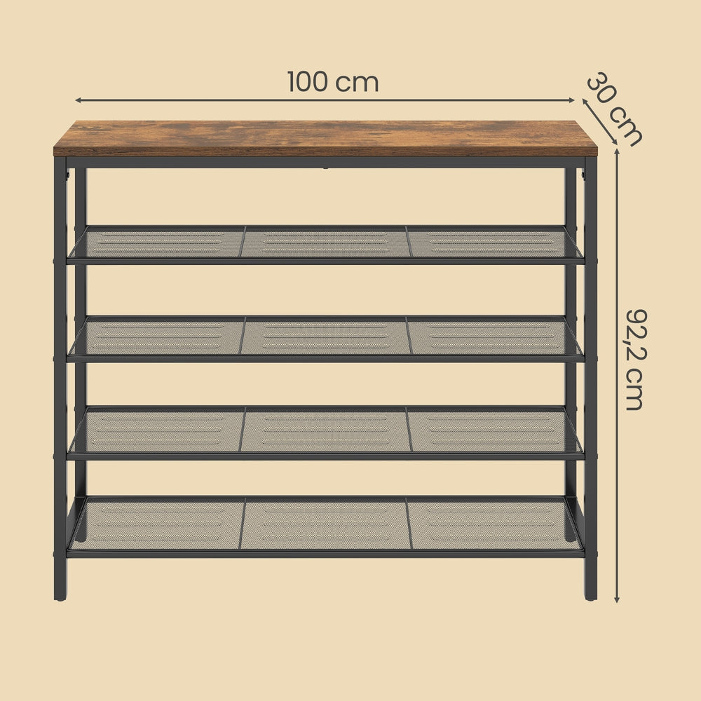 5-Tier Shoe Rack - 30L - Particleboard - Mesh Shelves