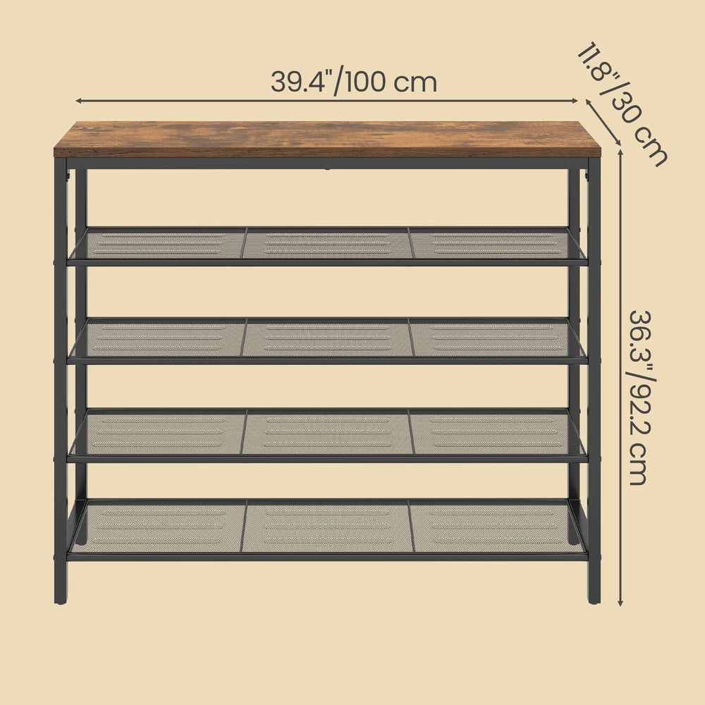 5-Tier Shoe Rack - 30L - Particleboard - Mesh Shelves