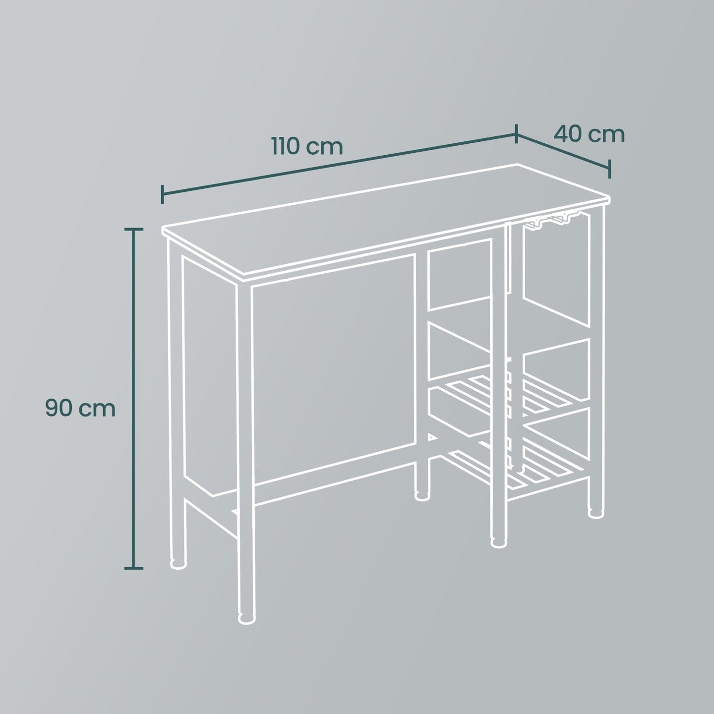 Dining Table - 110L - Particleboard - Wine Glass Holder