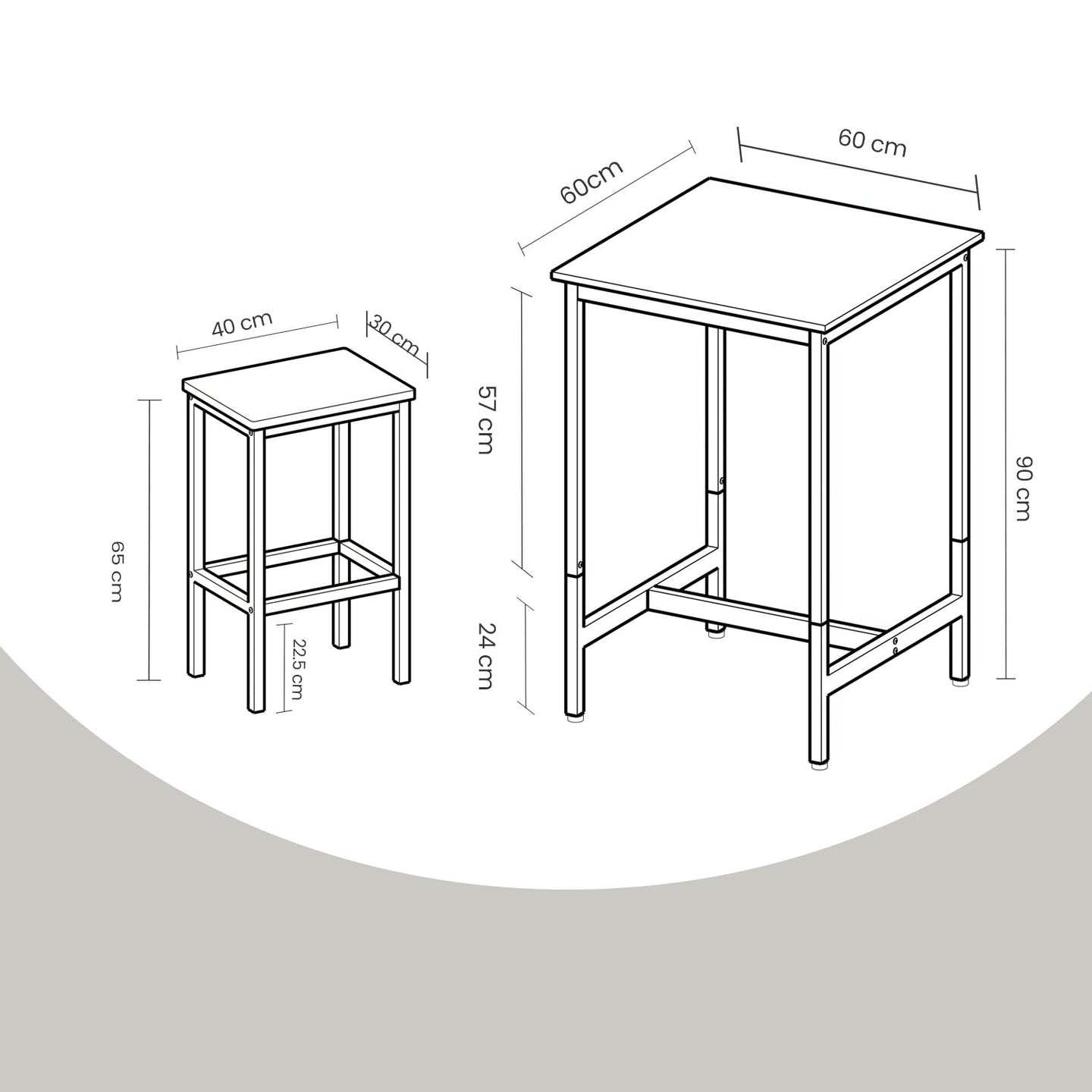 Bar Table Set - Includes 2 Bar Stools - Wood - Rustic Brown and Black