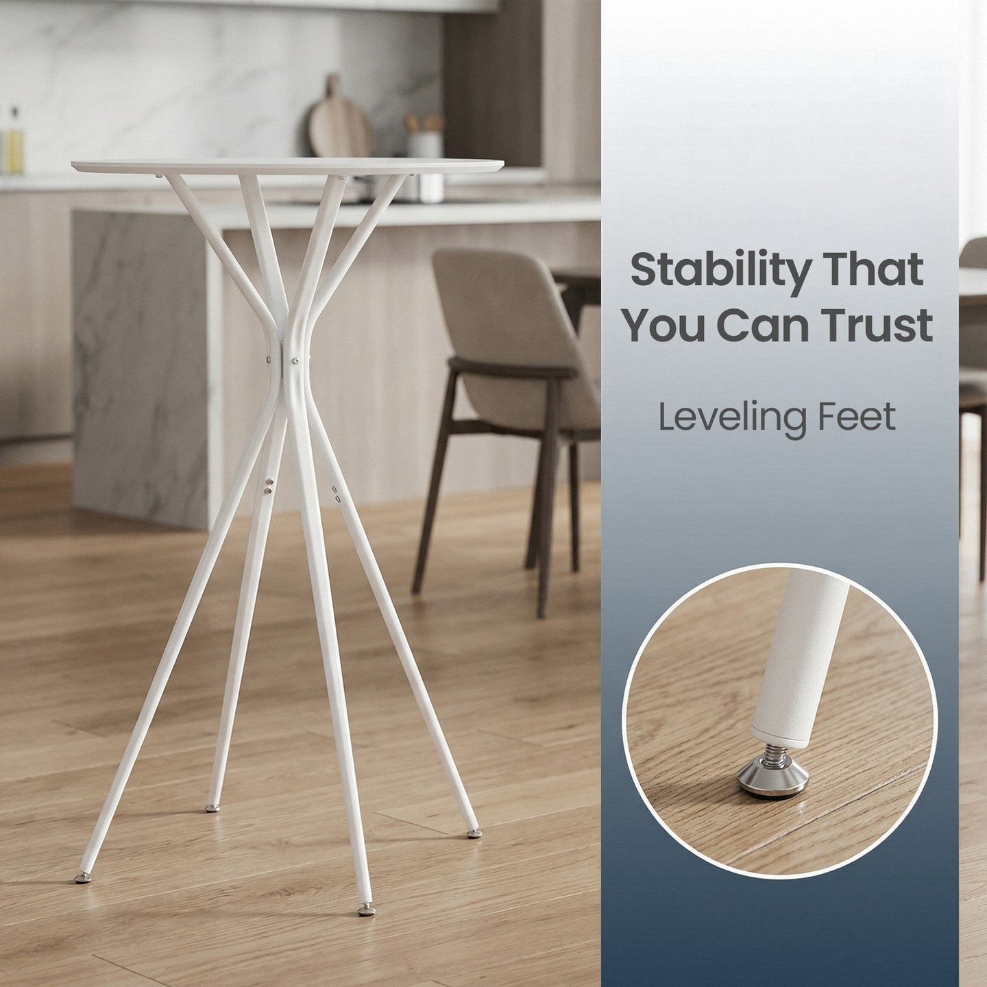 Round Bistro Table - 60L - Metal Frame - X-Shaped Legs
