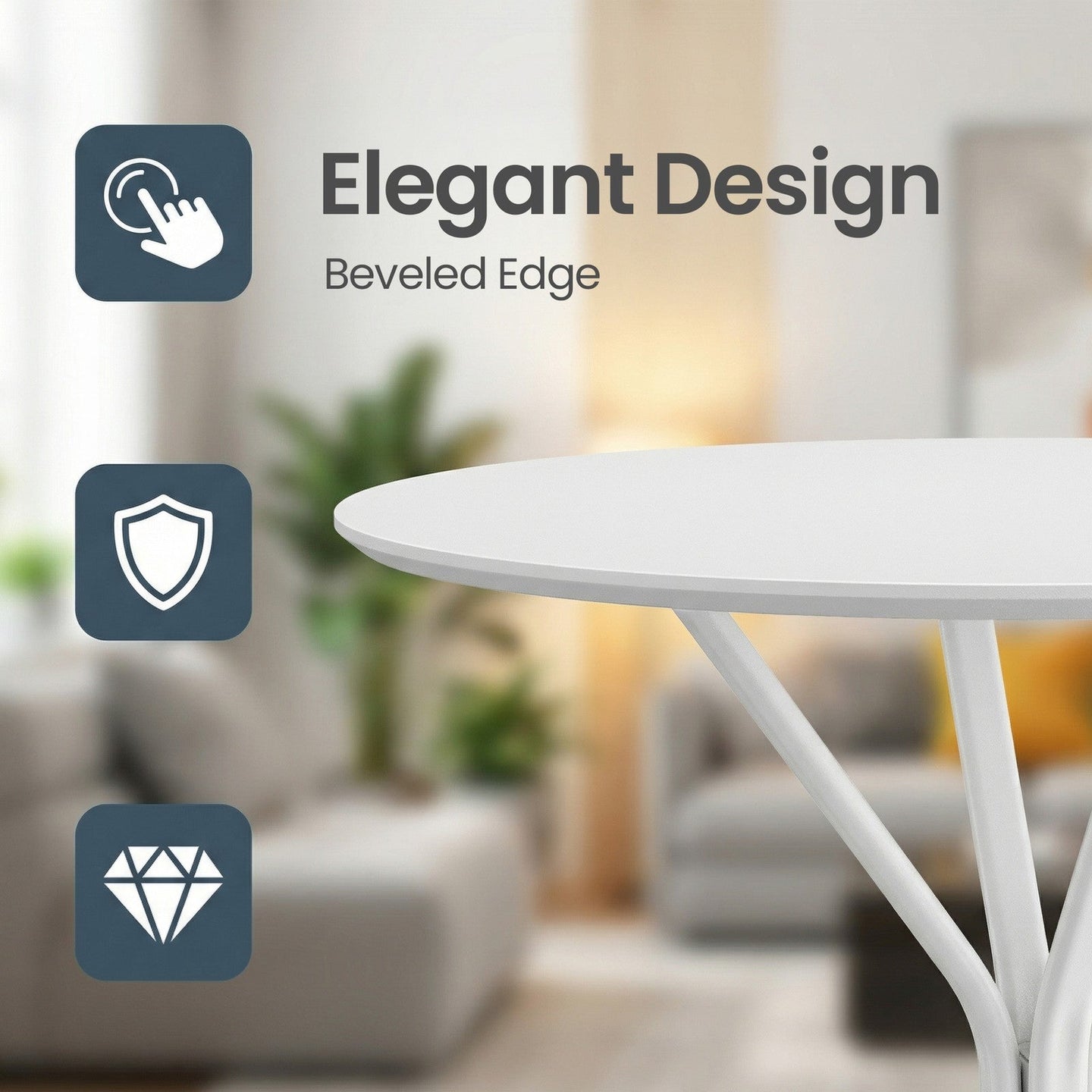 Round Bistro Table - 60L - Metal Frame - X-Shaped Legs