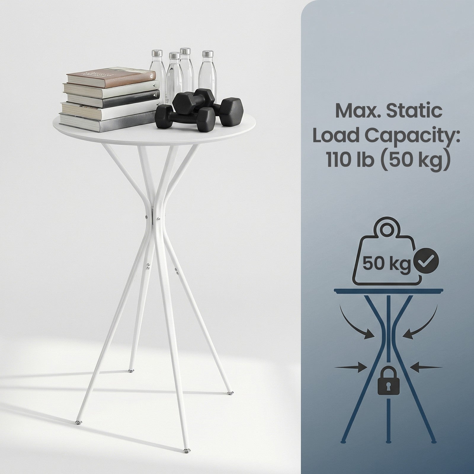 Round Bistro Table - 60L - Metal Frame - X-Shaped Legs