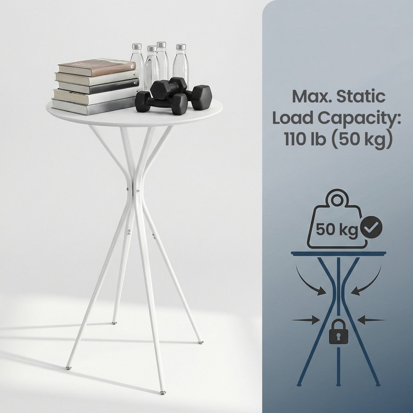 Round Bistro Table - 60L - Metal Frame - X-Shaped Legs