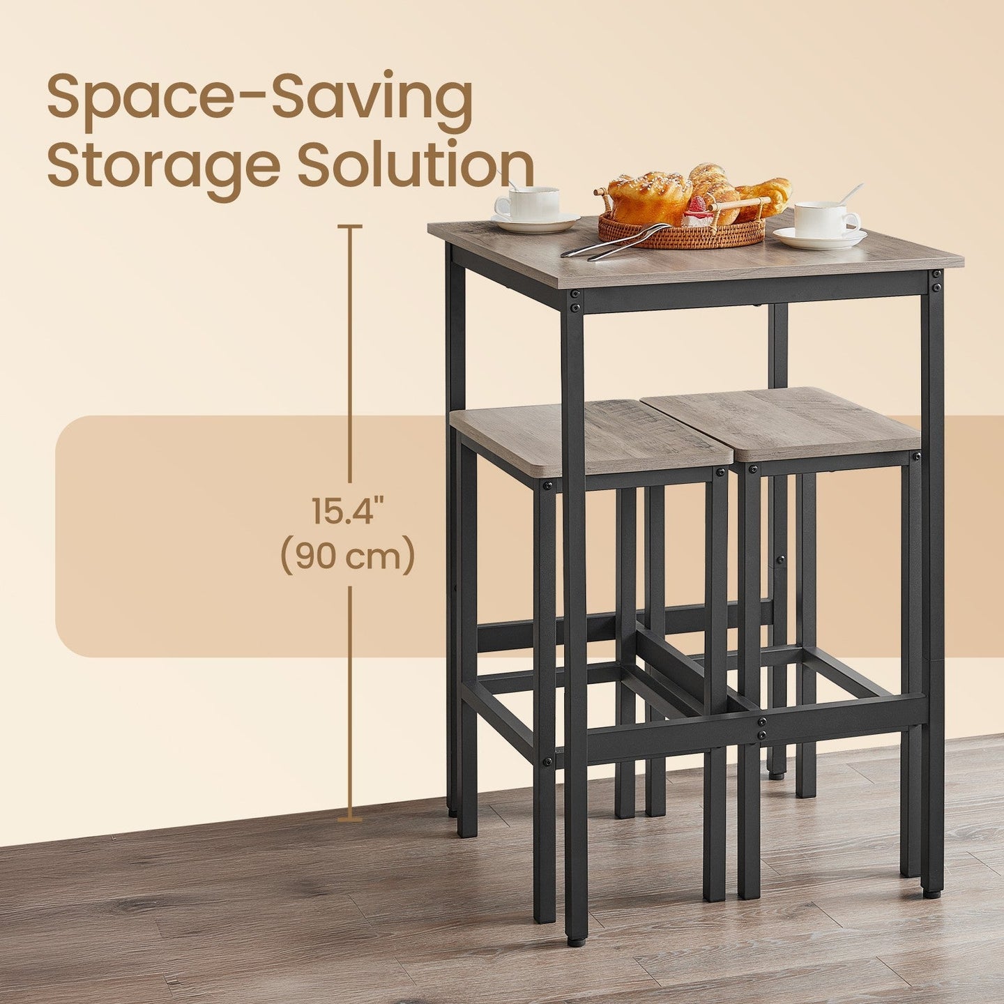 Bar Table - Steel - Black - 60 x 60 x 92 cm