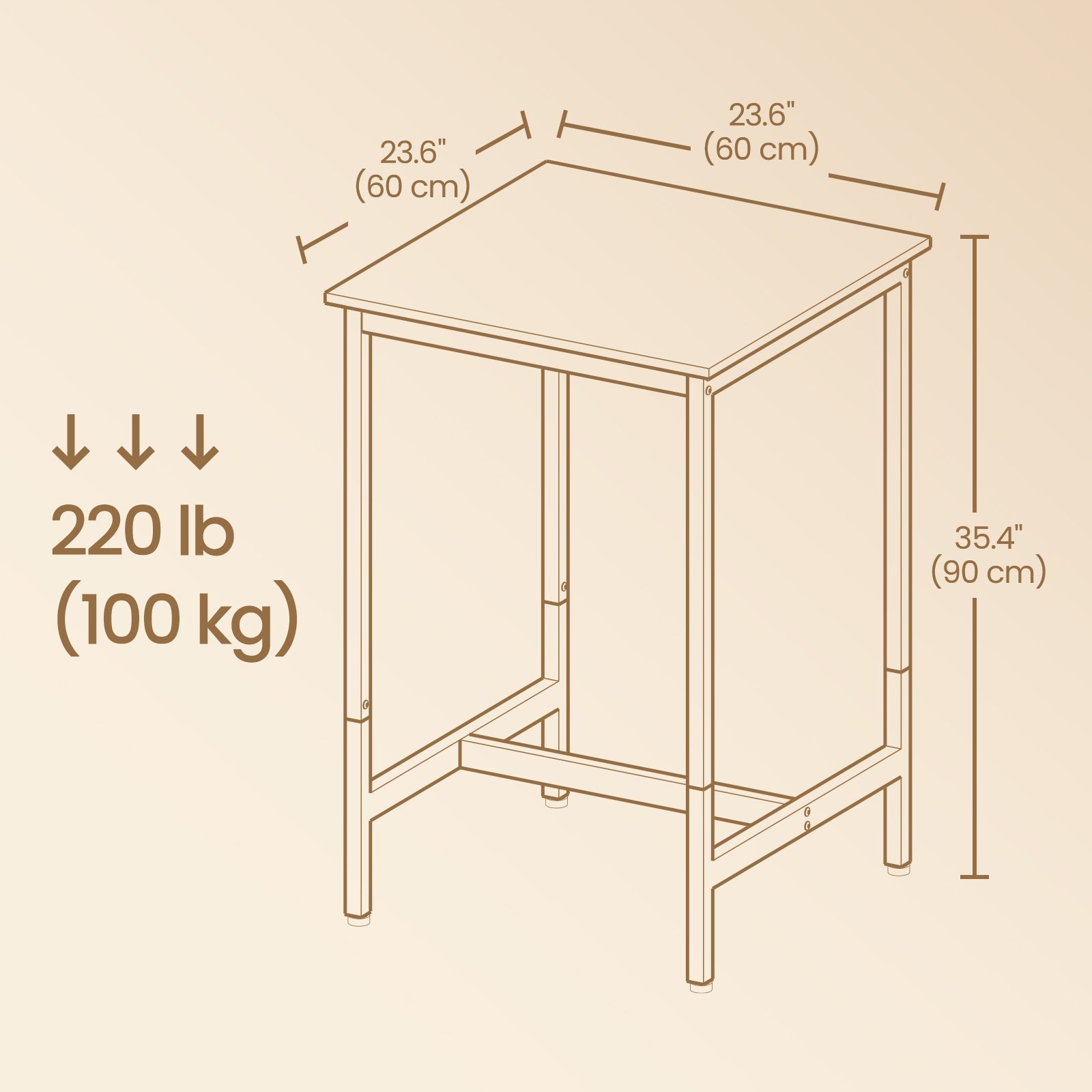 Bar Table - Steel - Black - 60 x 60 x 92 cm