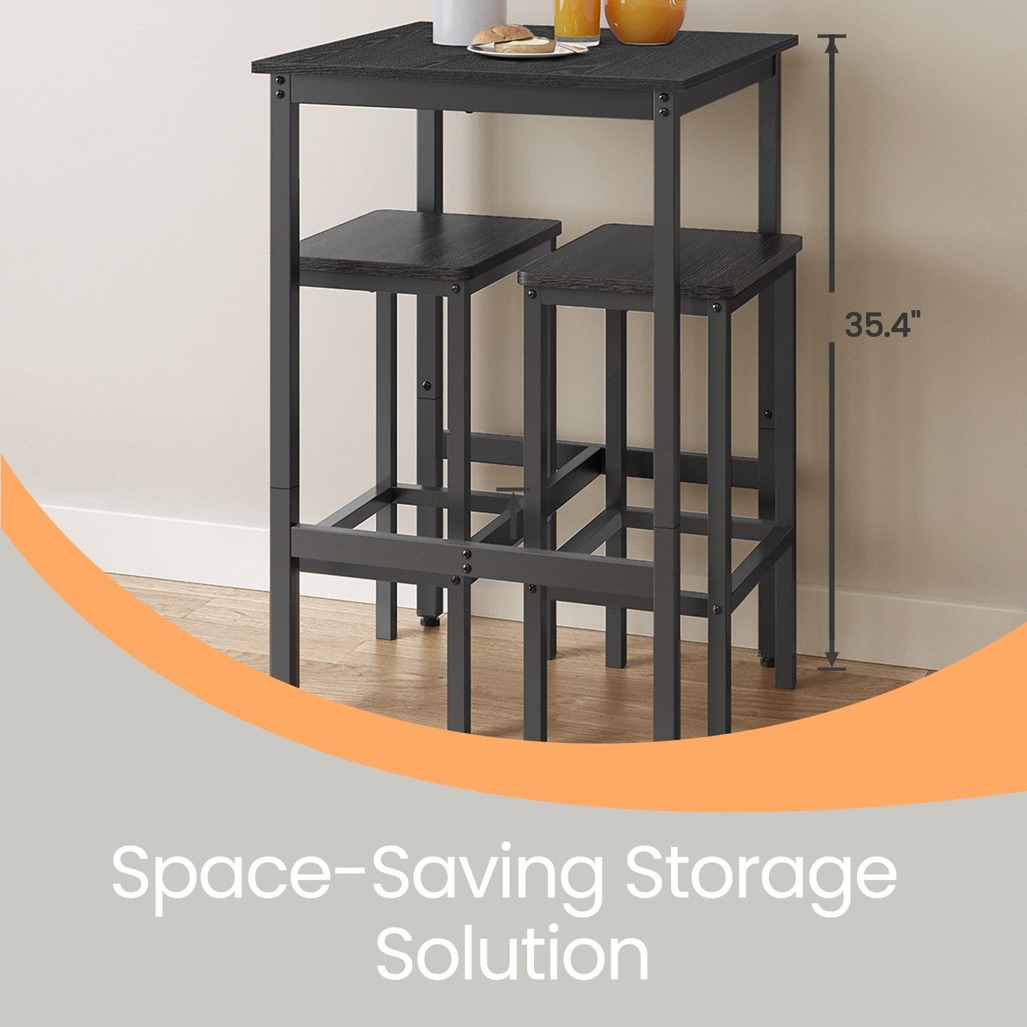 Bar Table - Steel - Black - 60 x 60 x 92 cm