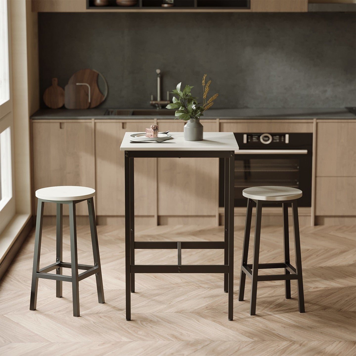 Bar Table - Steel - Black - 60 x 60 x 92 cm