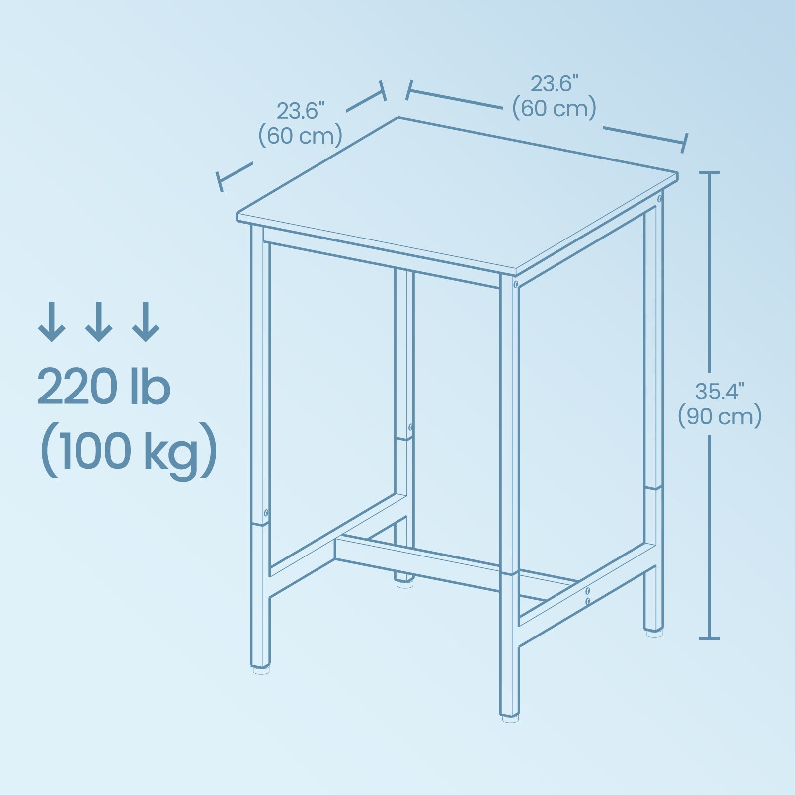 Bar Table - Steel - Black - 60 x 60 x 92 cm