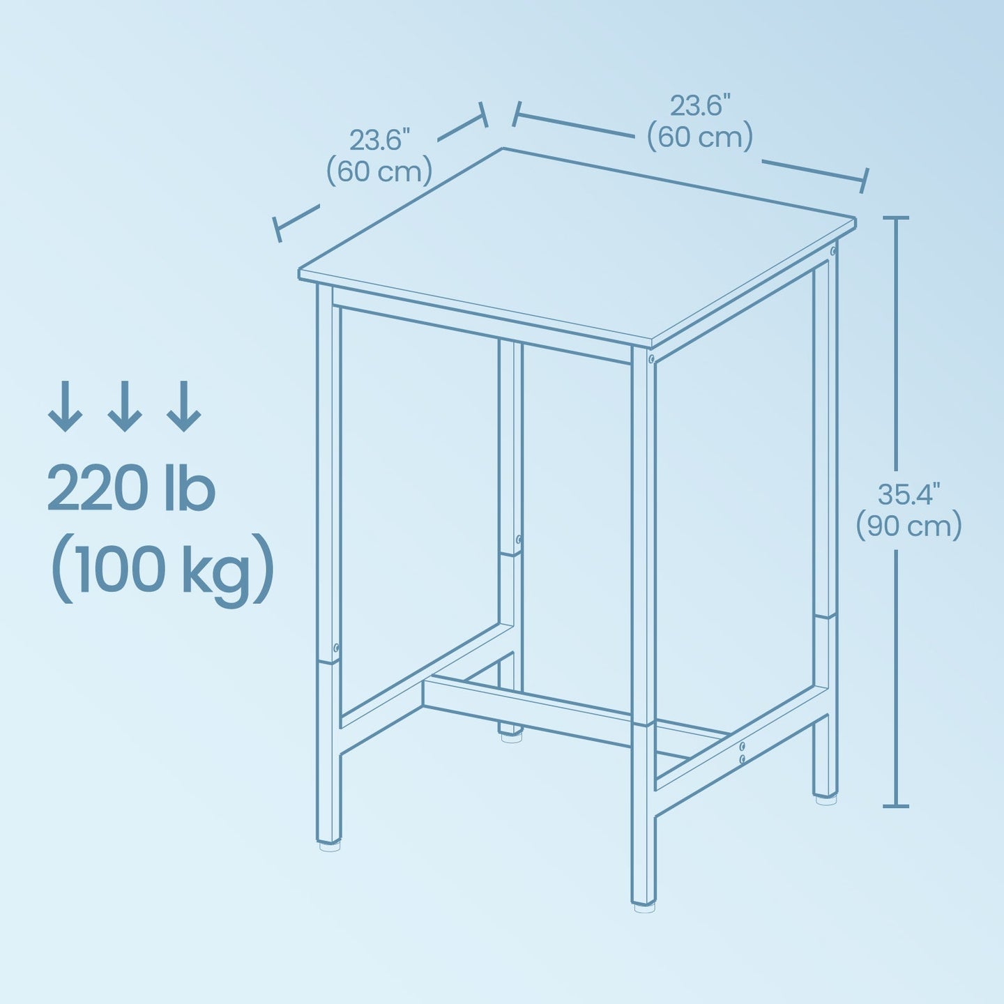 Bar Table - Steel - Black - 60 x 60 x 92 cm