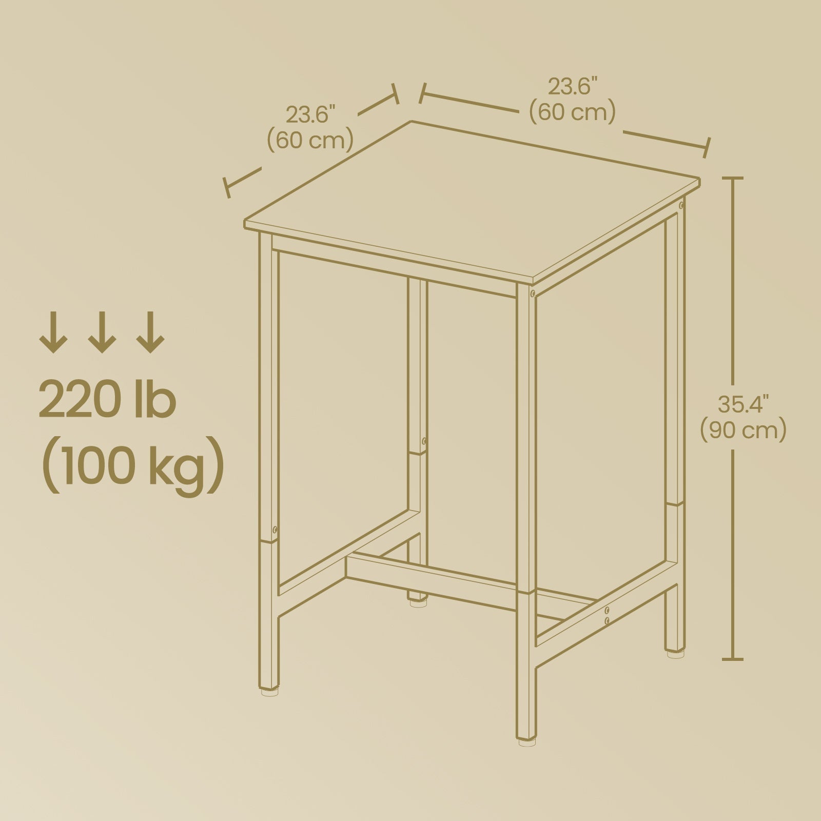 Bar Table - Steel - Black - 60 x 60 x 92 cm