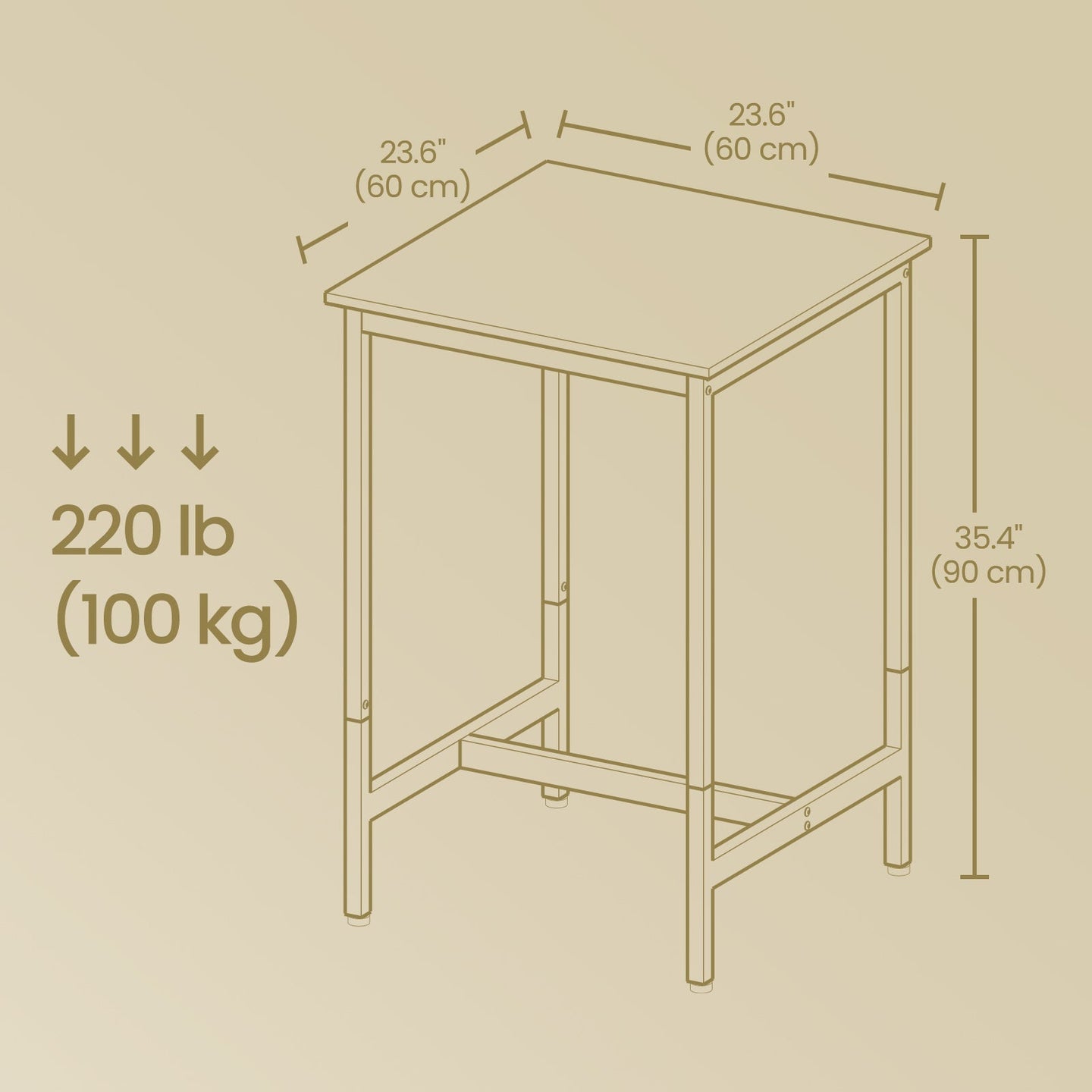 Bar Table - Steel - Black - 60 x 60 x 92 cm