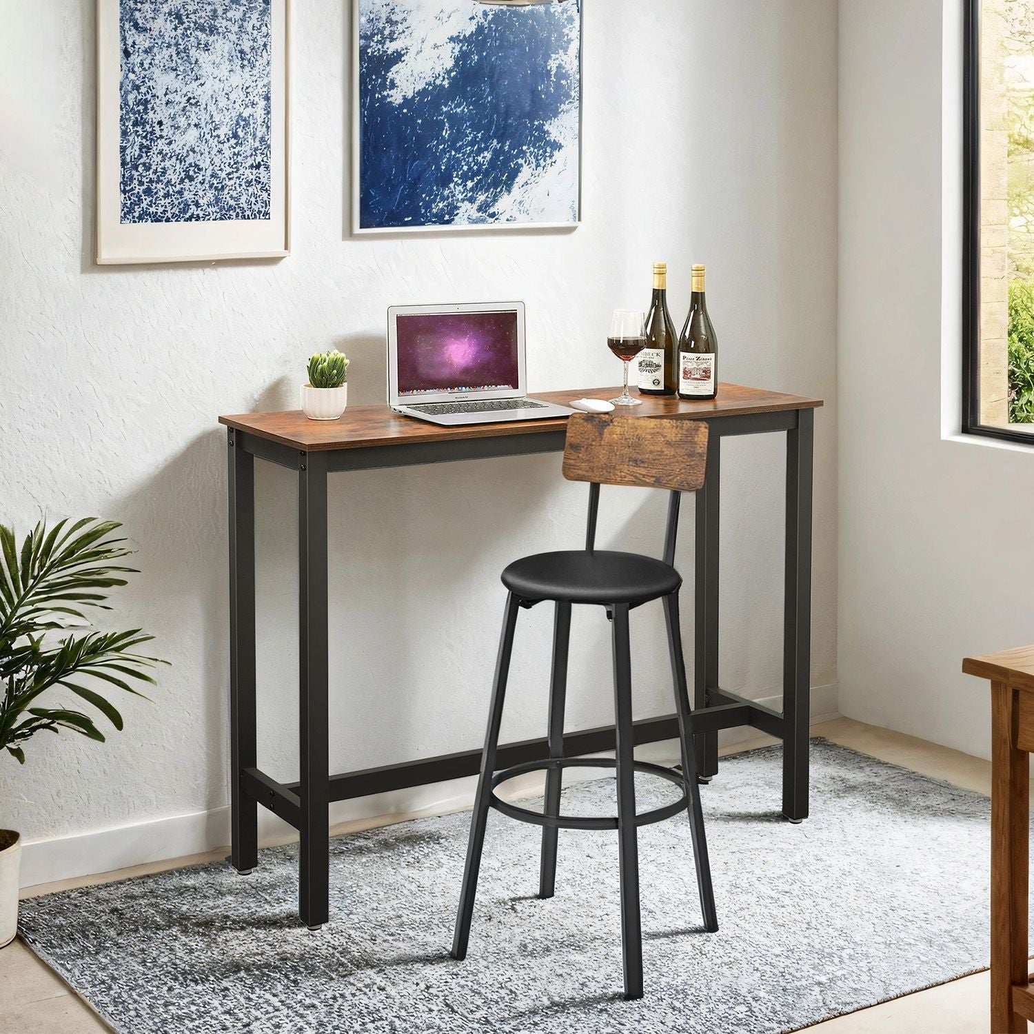 Narrow Bar Table - 120L - Particleboard - Sturdy Metal Frame