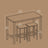 Bar Table Set - Wood - Rustic Brown - Includes 2 Stools for Kitchen and Living Room