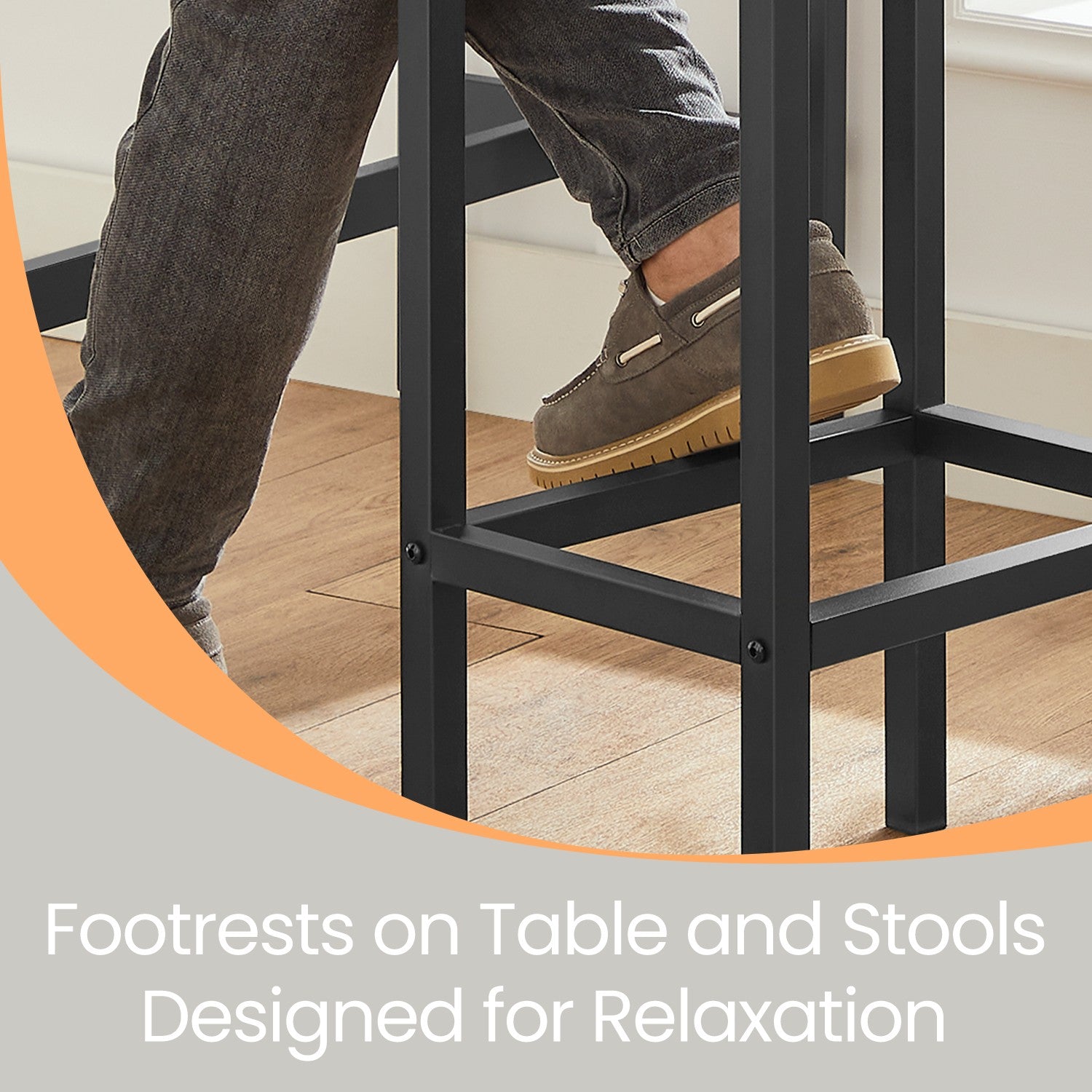 Dining Table Set - Steel - Rustic Brown and Black - Includes Bar Table and 2 Stools