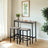 Dining Table Set - Steel - Rustic Brown and Black - Includes Bar Table and 2 Stools