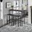 Bar Table Set - Steel - Rustic Brown and Black - Includes Two Stools