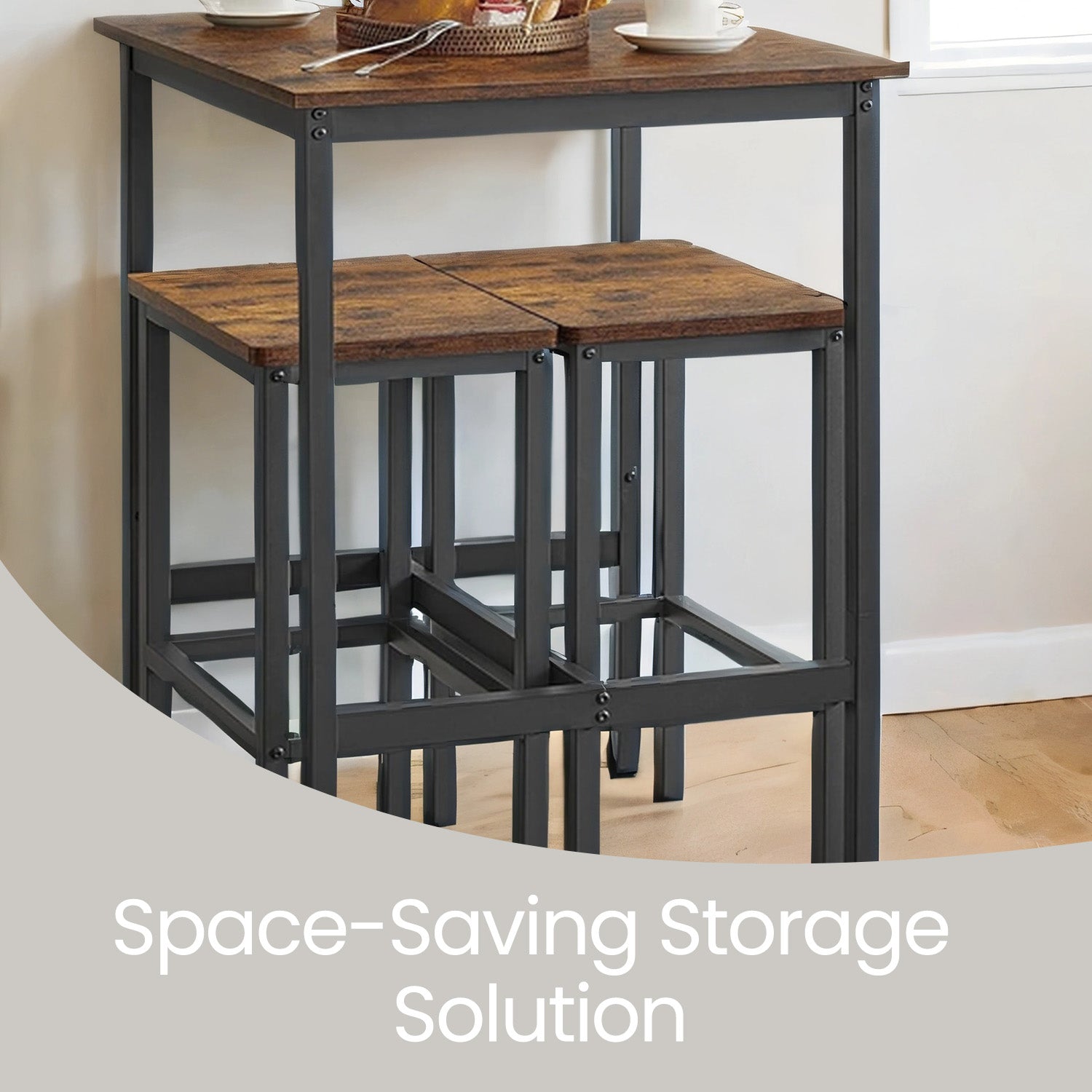 Bar Table - Heavy-Duty Steel - Rustic Brown and Black