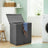 Foldable Laundry Basket - Linen Look Fabric - Dark Grey - 142L Dual-Compartment with Magnetic Lid and Removable Liner