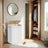 Laundry Hamper - Bamboo - White - Foldable with Lid and 3 Handles