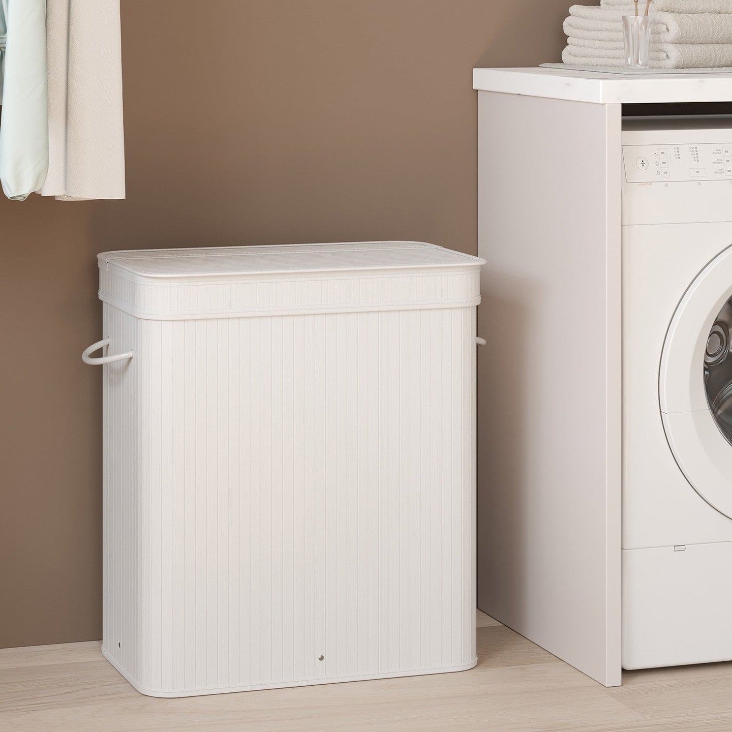 Laundry Hamper - Bamboo - Grey - Removable and Machine Washable with Lid