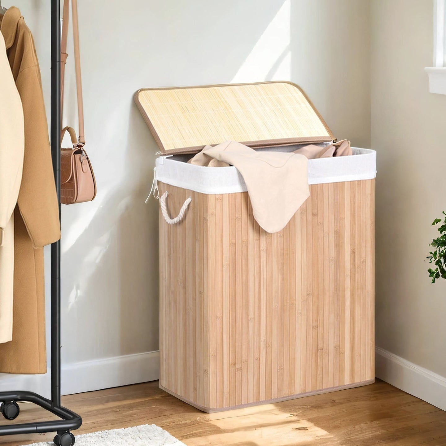 Laundry Basket - Fabric - Distressed Grey - 100L with Removable Liner and Lid