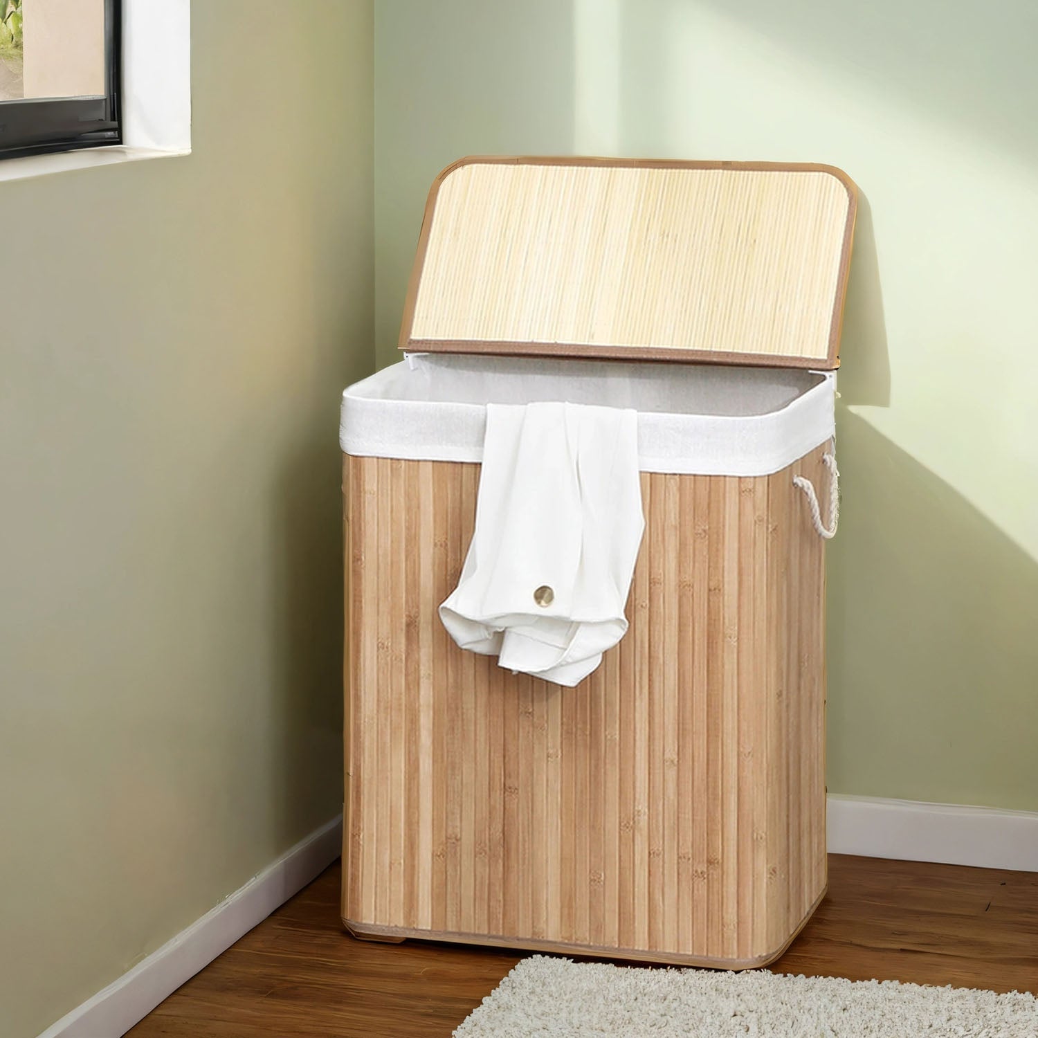 Laundry Basket - Fabric - Distressed Grey - 100L with Removable Liner and Lid