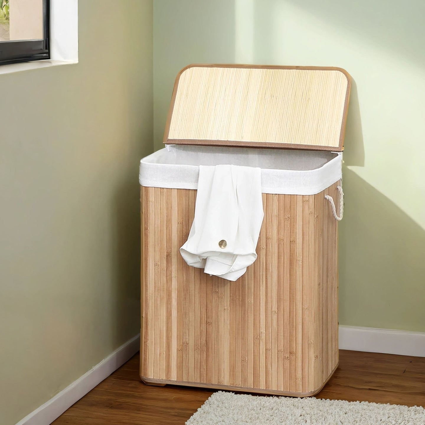 Laundry Basket - Fabric - Distressed Grey - 100L with Removable Liner and Lid