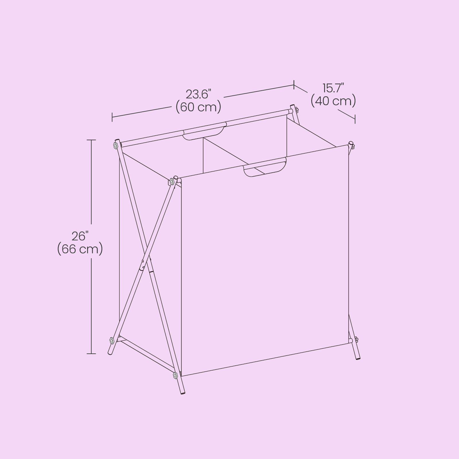 Laundry Sorter - Fabric - Ink Black - 4 Sections with Labels and Collapsible Frame