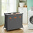 Collapsible 3-Section Laundry Basket - Fabric - Grey - 135L Capacity with Customizable Labels